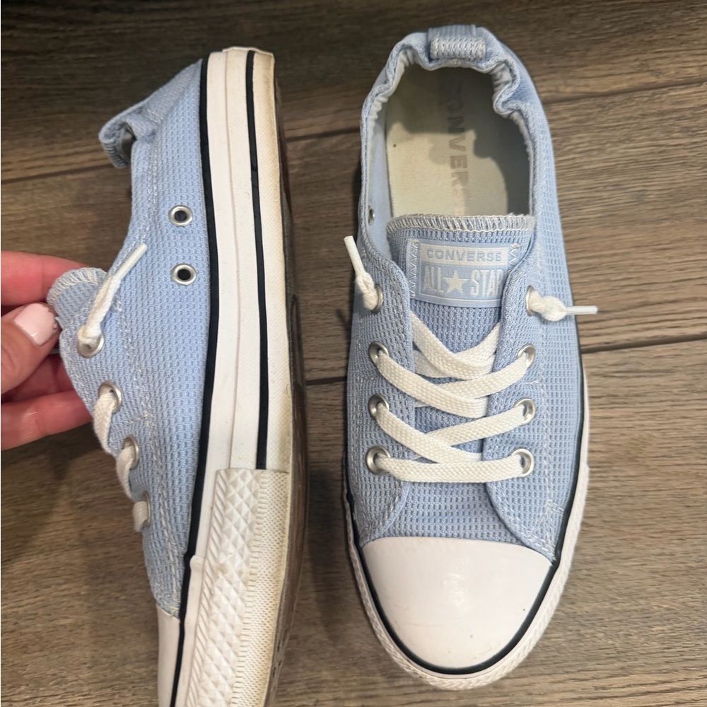 Converse All Stars Women’s Light Blue Low-Top Canvas Sneakers with White Toe 10 - Picture 4 of 10